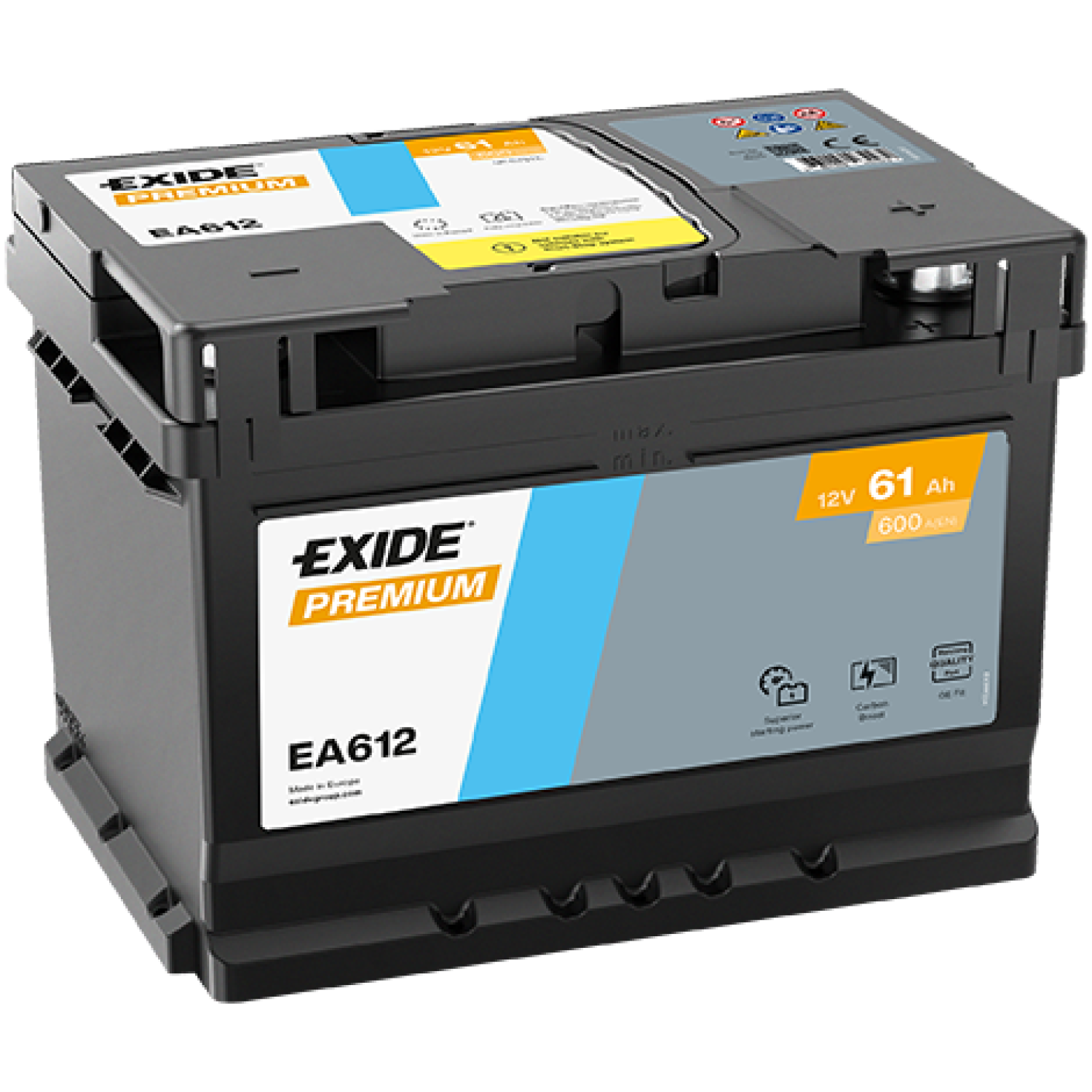 ΜΠΑΤΑΡΙΑ EXIDE 61AH 600A ΔΕΞΙΑ ΕΥΡΩΠΗ